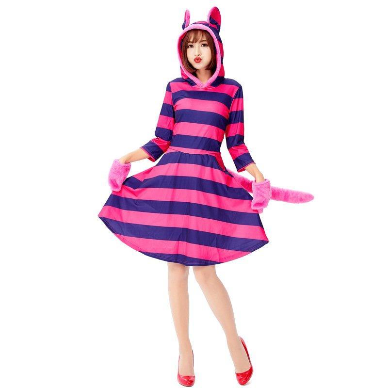 日本全国送料無料 ハロウィンコスプレコスチューム衣装スマイリーキャット動物コスプレ 女性用 おもしろいハロウィーン衣装パーティー