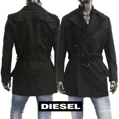 ディーゼル Diesel メンズ アウター ジャケット コート 袖口ロゴタグ シンプルデザインショート丈トレンチコート ブラック 00cner 00evj 900 R400 18 Off