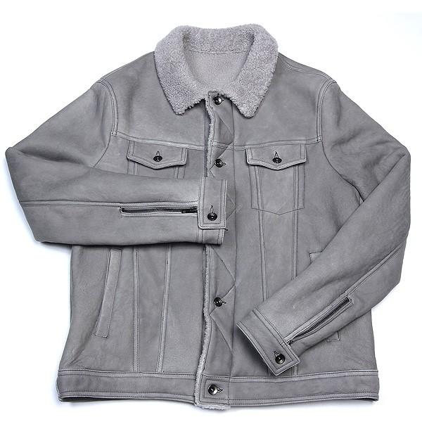 St Gold メンズ アウター ジャケット ムートンジャケット Gジャンタイプ メタルボタン ラムレザームートンジャケット ジャケット ガッツブランドショップ グレー Gジャンタイプ メタルボタン ラムレザームートンジャケット ガッツブランドショップのst Gold 灰色 2397