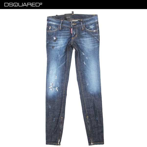 ディースクエアード ガッツブランドショップのディースクエアード Dsquared2 レディース パンツ ボトムス クラッシュ加工 バックポケットジップ 裾ジップ付スキニーデニム デニム ボトムス ロゴ クラッシュ加工 バックポケットジップ 裾ジップ付スキニーデニム R