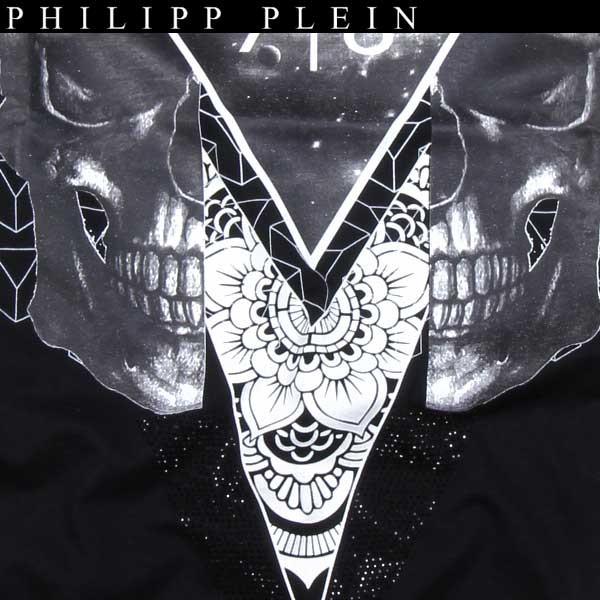 フィリッププレイン PHILIPP PLEIN メンズ Tシャツ 半袖 トップス PHILIPP PLEIN/PPロゴ・スカル・スワロフスキー装飾付き Tシャツ ブラック HM340780 02 :160331-62:ガッツブランドショップ 通販 