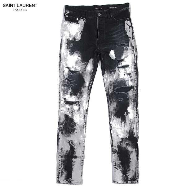 サンローランパリ Saint Laurent Paris メンズ デニムパンツ ジーンズ タイダイ柄 ロゴ クラッシュ加工入りデニムパンツ ブラック Y801l 1063 06 ガッツブランドショップ 通販 Yahoo ショッピング