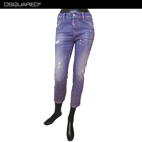 ディースクエアード Dsquared2 レディース パンツ ボトムス パンツ Cool Girl Dsquared2 Cropped Jean レディースファッション クラッシュ加工 クリアラインストーン付クロップドデニム R 10 ガッツブランドショップ