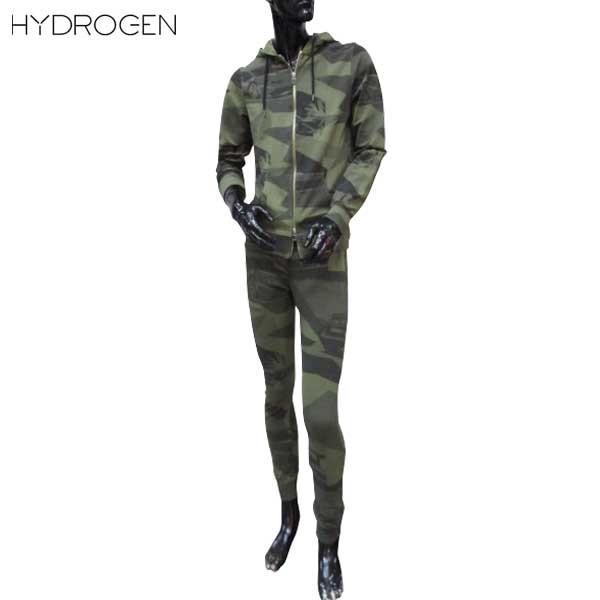 ハイドロゲン Hydrogen メンズ パーカー スウェット パンツ セットアップ 迷彩柄風 カーキ色 モスグリーン色 上下組 0000 0002 A60 71s メーカー直送
