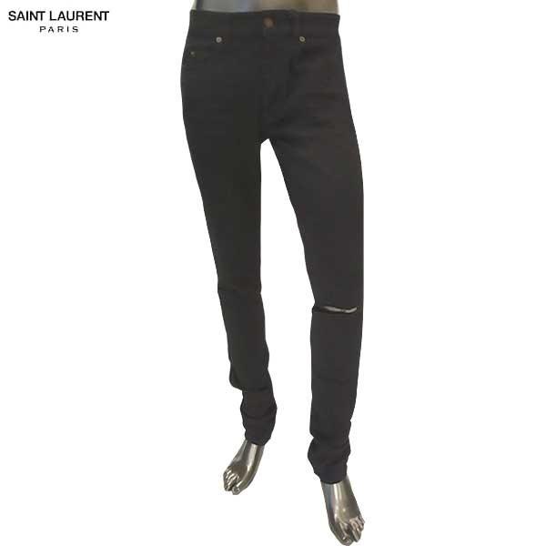 サンローラン パリ Saint Laurent Paris メンズ デニム パンツ ジーンズ ボタンロゴ刻印付きクラッシュスキニーデニム ブラック Y869l 12 06 ガッツブランドショップ 通販 Yahoo ショッピング