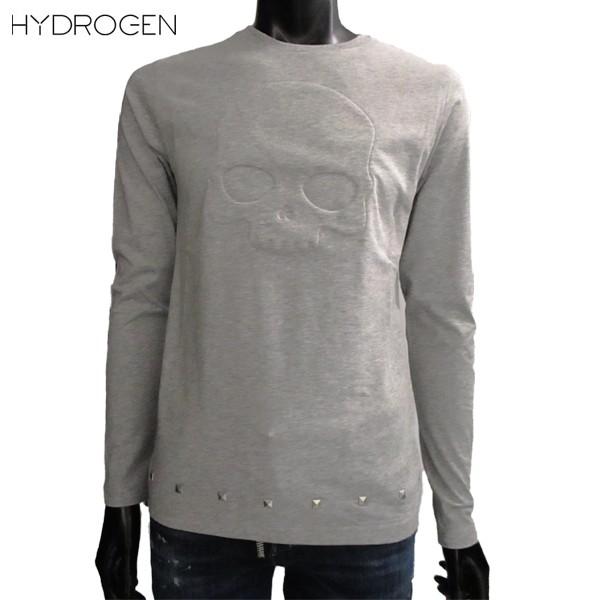 ハイドロゲン HYDROGEN メンズ トップス ロンT 長袖 ロゴ 裾スタッズ・フロントエンボス加工スカルロゴ付ロングTシャツ 214152 015 71A (R27000)