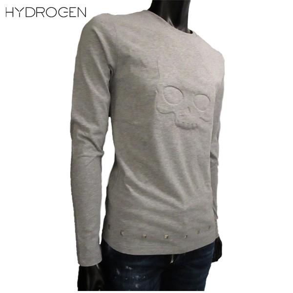 【最安値挑戦中】 ハイドロゲン HYDROGEN メンズ トップス ロンT 長袖 ロゴ 裾スタッズ・フロントエンボス加工スカルロゴ付ロングTシャツ 214152 015 71A (R27000) 【2683137364】(13500円)