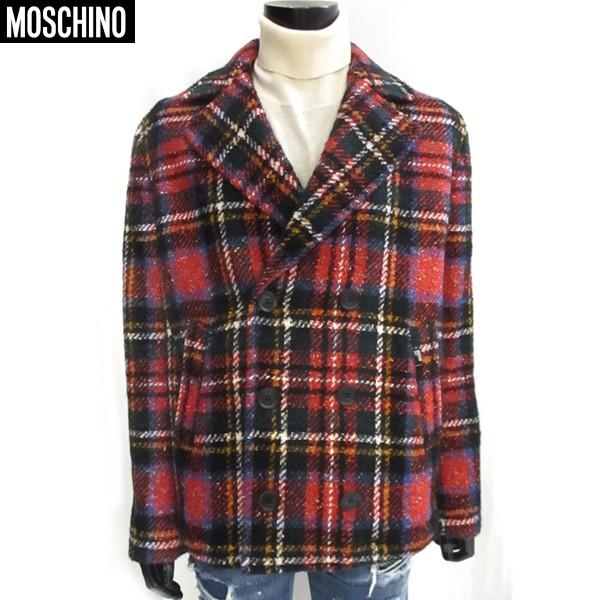 モスキーノ Moschino メンズ ガッツブランドショップのモスキーノ アウター Pコート ジャケット メンズファッション コート ロゴ Love Moschino タータンチェック柄 Moschinoロゴ刻印ボタン付pコート レッド 色違い有 03 ガッツブランドショップ
