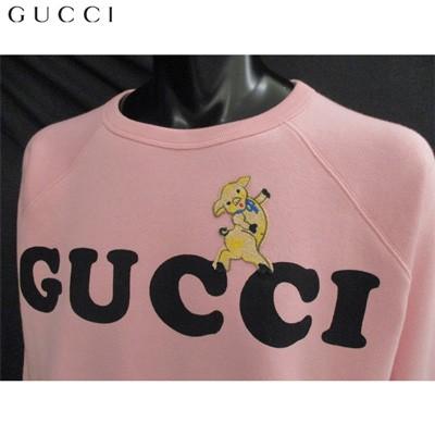 日本産 GUCCI ロゴ アニマル パーカー L デカロゴ 豚刺繍 ピンク