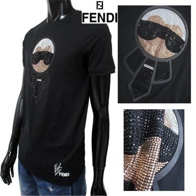 フェンディ FENDI メンズ トップス Tシャツ 半袖 ロゴ 2color ビジュー 