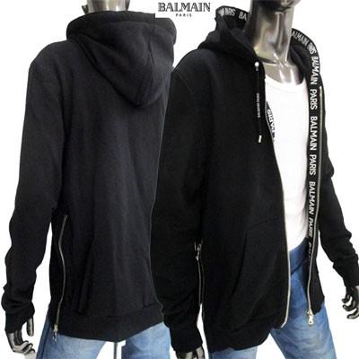 バルマン Balmain メンズ パーカー ロゴ サイドジップ付 ジップ裏