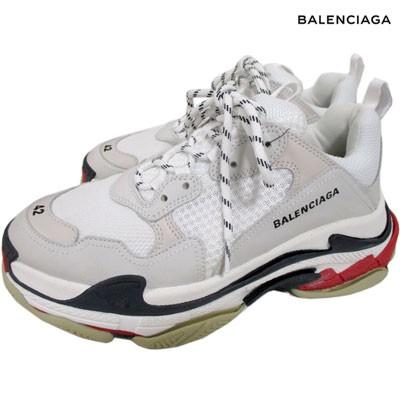 バレンシアガ(BALENCIAGA) メンズ ダッドスニーカー 靴 triple S BALENCIAGAロゴ刺繍ハイカットスニーカー グレー