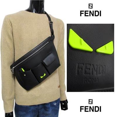 フェンディ Fendi メンズ 鞄 バッグ ボディーバッグ ユニセックス可 Fendiロゴ Ffズッカ柄 バッグバグズプレート付レザーボディーバッグ 黒 R 91a 1911 004 ガッツブランドショップ 通販 Yahoo ショッピング