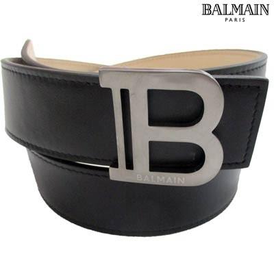 バルマン BALMAIN メンズ 小物 ベルト レザーベルト ロゴ BALMAIN Bロゴバックル・ロゴ刻印入りレザーベルト ブラック
