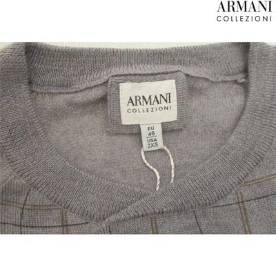 アルマーニコレッツォーニ Armani Collezioni メンズ ニット 長袖 ラインチェック柄クルーネックニット グレー M53m 24m 600 R 338 ガッツブランドショップ 通販 Yahoo ショッピング