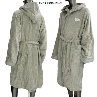 エンポリオアルマーニ Emporio Armani メンズ アウター バスローブ ジャケット バスローブ メンズ R グレー アウター 450 色違いの黒も有 チェスト部分ロゴ付ロング丈バスローブ ガッツブランドショップ