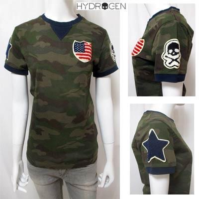 高い素材 ハイドロゲンhydrogen レディース トップス カットソー ロゴ マルチワッペン アメリカ スター スカル 付き カモ柄tシャツ 397 R Db14s 超大特価 Istx Edu Ec