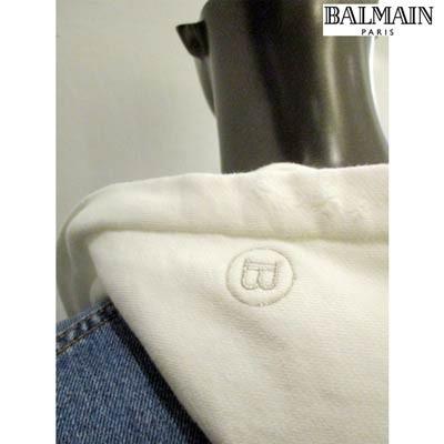 「超メルカリ市」 バルマン BALMAIN メンズ アウター ジャケット デニムジャケット ロゴ ダメージ加工・ロゴ刻印ボタン付デニムドッキングフードジャケット ブルー (R258000) 02S 【C4093554440】(144480円)