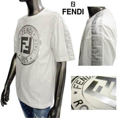 フェンディ FENDI メンズ トップス Tシャツ 半袖 ロゴ FENDIメダリオンロゴ・袖部分FFズッカ柄ライン入りTシャツ ホワイト FAF137  AB7G F0ZNM (R58300) 02S :200116-011:ガッツブランドショップ - 通販 - Yahoo!ショッピング