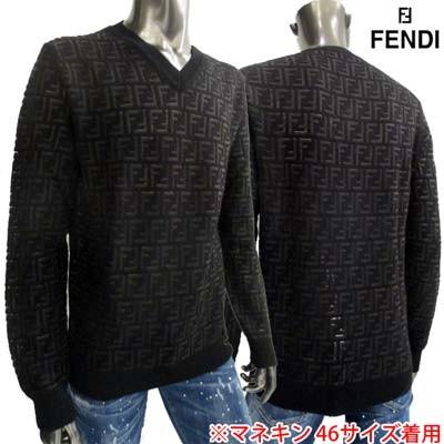 フェンディ FENDI メンズ トップス ニット セーター 長袖 ロゴ Vネック