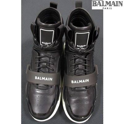 品質満点 黒 スニーカー BALMAIN ハイカット 美品 メンズ ブーツ