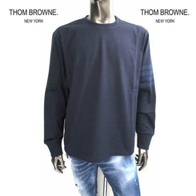 トムブラウン THOM BROWNE メンズ トップス 長袖 ロンT 袖部分ライン・バックネック/サイドトリコロール入りロングTシャツ MJS117A  06769 415 (R79200)