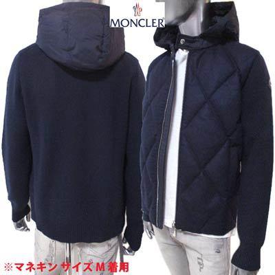 モンクレール MONCLER メンズ アウター ジャケット 人気ブランドを ロゴ ついに入荷 ニット切り替えしキルティングジャケット ネイビー R187000 レザーロゴワッペン 02A