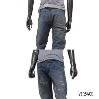 ヴェルサーチ VERSACE メンズ デニム パンツ サイドポケット ダメージ 