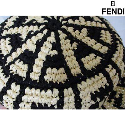 フェンディ FENDI レディース 帽子 ストローハット 麦わら帽子 ロゴ 総柄FFズッカ柄編みストローハット ベージュ FXQ688