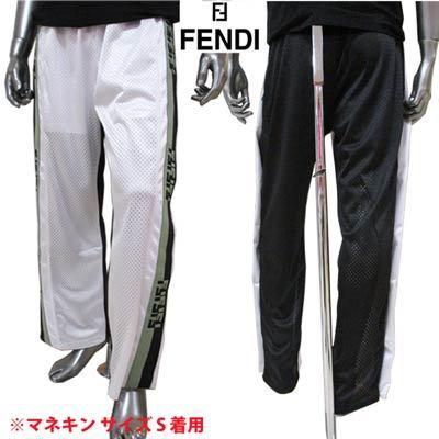 フェンディ Fendi メンズ パンツ ボトムス パンツ ボトムス ロゴ メンズ メッシュ地 サイドffズッカ柄ライン刺繍 サイドスナップボタン付バイカラートラックパンツ ジョガーパンツ 白 R 024 ガッツブランドショップ 売りショップ の