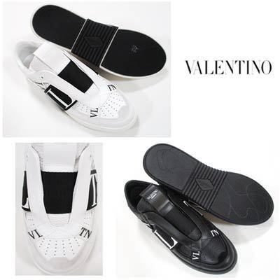 【ほぼ未使用】 ヴァレンティノ VALENTINO メンズ 靴 スニーカー ロゴ 2color シューレースオフデザイン・マルチVLTNロゴ付ローカットスニーカー ホワイト/ブラック バレンチノ 【1430532665】(50490円)