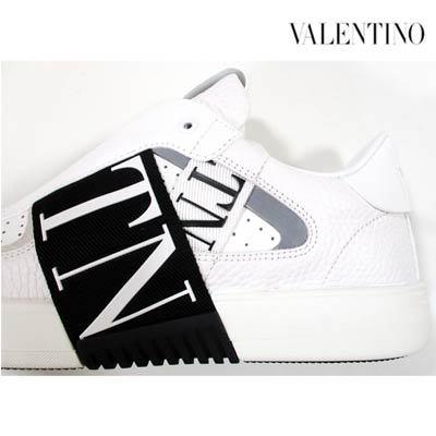 【ほぼ未使用】 ヴァレンティノ VALENTINO メンズ 靴 スニーカー ロゴ 2color シューレースオフデザイン・マルチVLTNロゴ付ローカットスニーカー ホワイト/ブラック バレンチノ 【1430532665】(50490円)