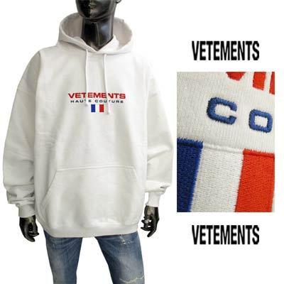 ヴェトモン Vetements メンズ パーカー フーディー 同デザインで色違いもあり Haute Couture フロントvetementsロゴ フード部分ロゴ刺繍パーカー 白 2123 0 ガッツブランドショップ 通販 Yahoo ショッピング