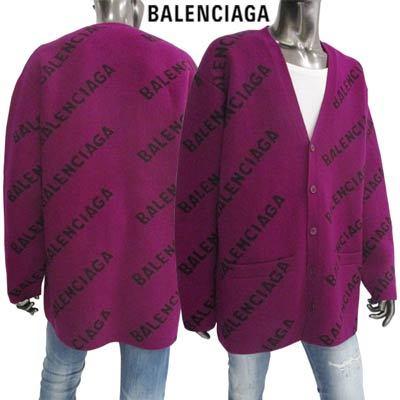バレンシアガ Balenciaga メンズ メンズ トップス ニット カーディガン ユニセックス可 ガッツブランドショップのバレンシアガ 総柄スラッシュロゴ ボタンロゴ入りウールカーディガン 紫 メンズファッション T1567 5272 23 022 ガッツブランドショップ