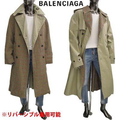バレンシアガ Balenciaga メンズ コート アウター アウター Balenciaga コート リバーシブル着用可 ウエストベルト 安全ピン 裏地総柄チェック柄ウールロングコート Tlu23 メンズファッション 9378 24 002 ガッツブランドショップ アウトレット買取