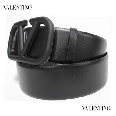 ヴァレンティノ VALENTINO メンズ 小物 グッズ ベルト ロゴ Vロゴバックル 帯部分ロゴ刻印 カーフスキンレザーベルト ブラック  1Y2T0Q87 WQG 0NO