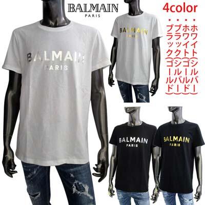 バルマン ロゴTシャツ 半袖カットソー メンズ BALMAIN メタリック 