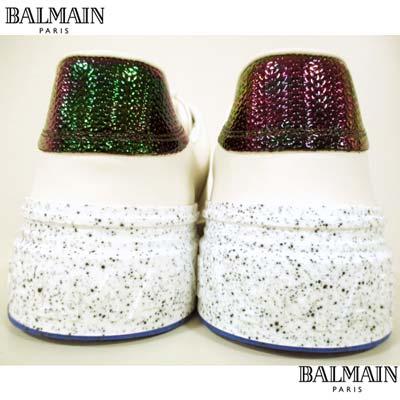 秋冬の主役◎ バルマン スニーカー 靴 メンズ BALMAIN オーロラカラー ブルーソール マルチロゴ 白 AM1VI288 LCLW 0FA 【XUR1045316834】(36894円)