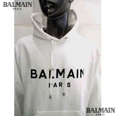 バルマン パーカー メンズ BALMAIN シンプルロゴデザイン プルオーバー