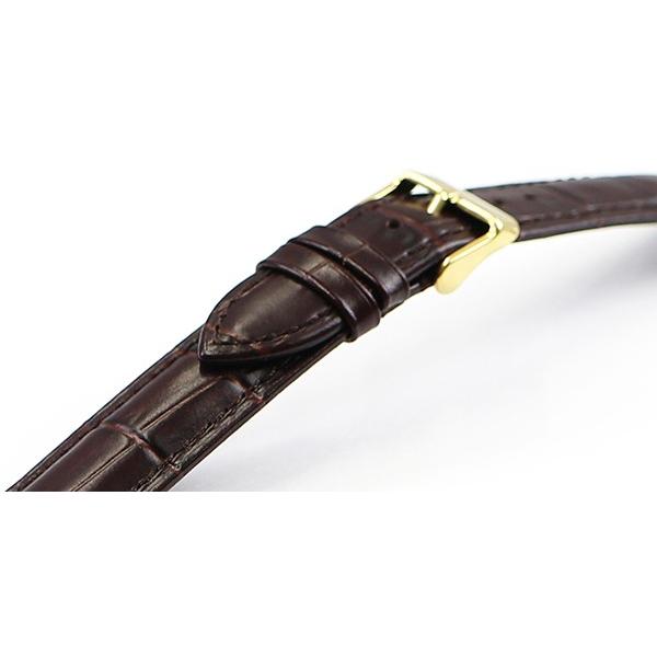 時計ベルト／クロコダイル.／ダークブラウン系／22-19／M Knot S18-TD-DB 時計ベルト バンド 本革 18mm ダークブラウン