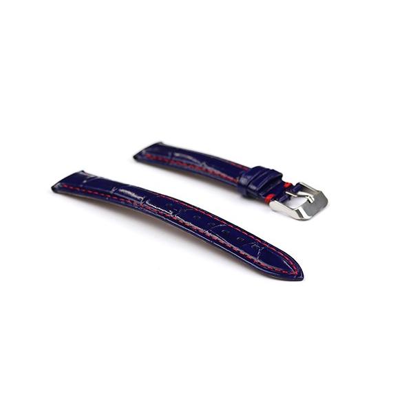 腕時計 レザー ベルト 18mm 19mm 20mm 22mm ネイビー 赤 ステッチ