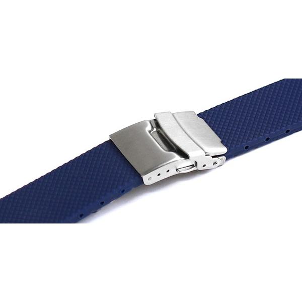 腕時計 ベルト ラバー 20mm 22mm 24mm ネイビー 三つ折れ プッシュ式