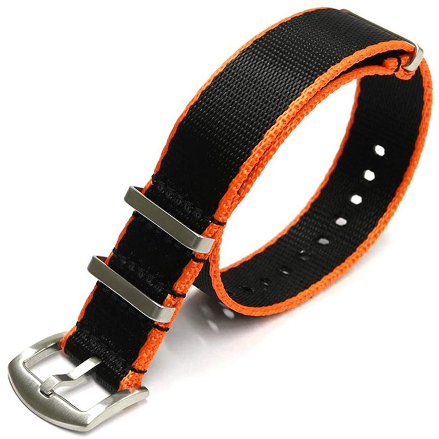 腕時計 NATO ベルト 20mm 22mm 24mm ナイロン 3リング ブラック