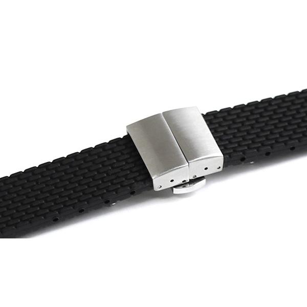 腕時計 ラバー ベルト 20mm 22mm 24mm 黒 プッシュ式 Dバックル