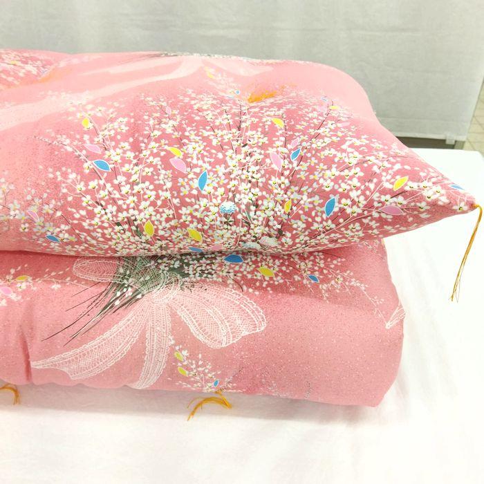 ピンク 花柄 純綿布団　セット ピンク 花柄 純綿布団セット