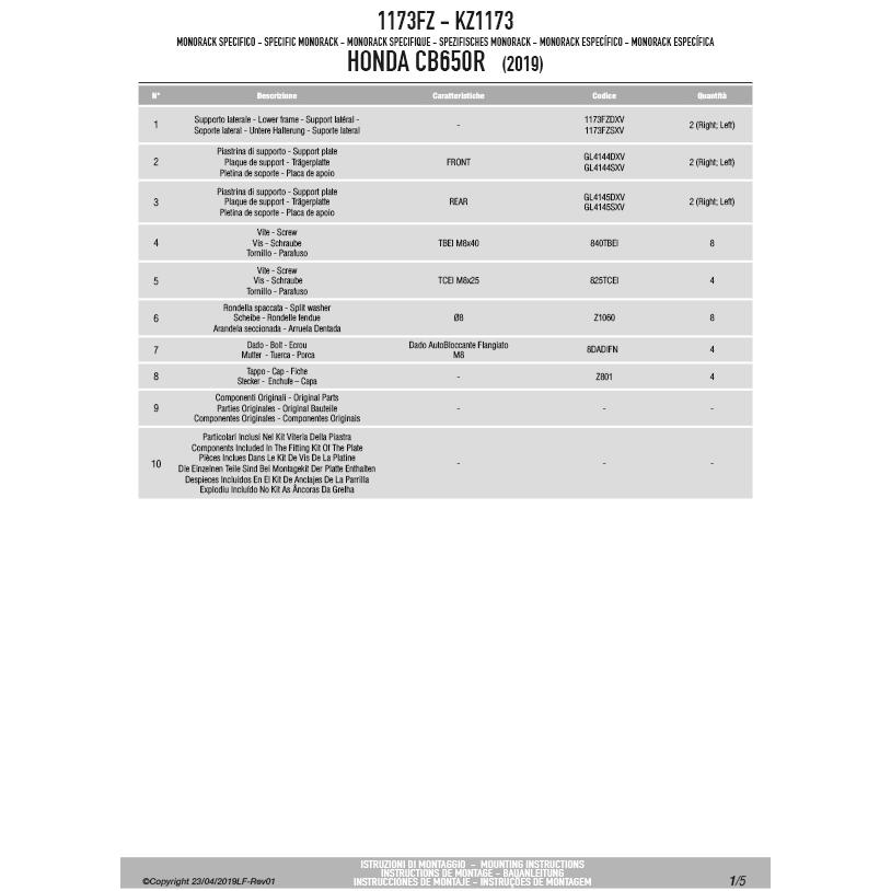 GIVI 1173FZ FZシリーズ MONORACK(モノラック)／HONDA CB 650 R (19 - 20)専用／ジビ  :1173FZ:GUUBEAT - 通販 - Yahoo!ショッピング
