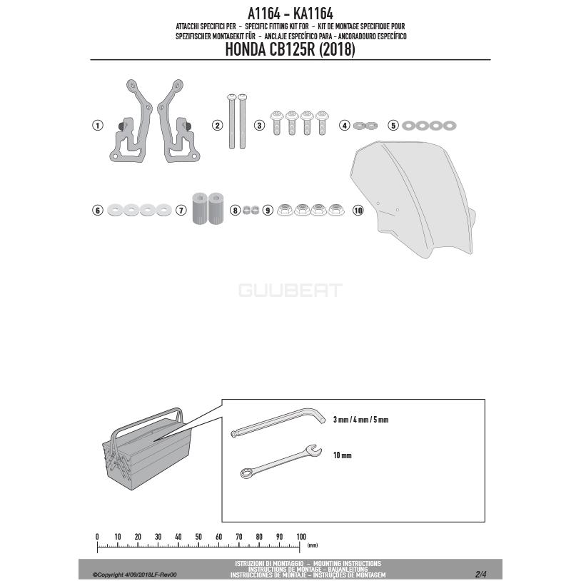 GIVI A1164 スモークスクリーン／HONDA CB 300 R (18 - 23) / HONDA CB 125 R (21 - 23)専用／ジビ｜guubeat-moto｜08