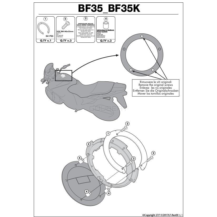 GIVI（ジビ） GIVI BF35 タンクロック アタッチメント（TANKLOCKタンク