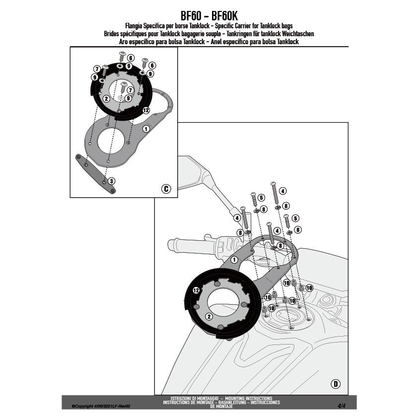 GIVI（ジビ） GIVI BF60 タンクロック アタッチメント（TANKLOCKタンク