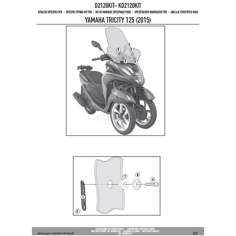 GIVI D2120KIT フィッティングキット スクリーン用／YAMAHA TRICITY 125-155 (14 - 23) 専用／ジビ｜guubeat-moto｜06